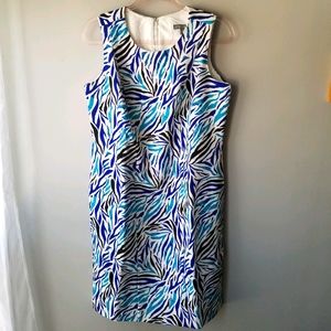 Jessica London NWOT Blue Zebra Print Sheath Dress Size 12W Syle# 03-1270-2